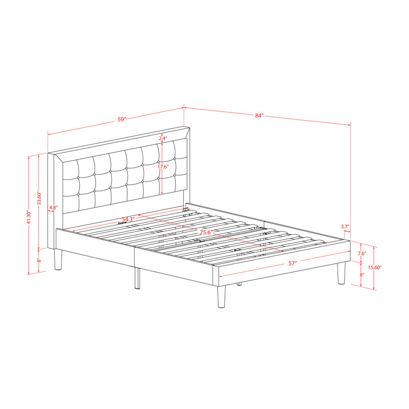 Ensemble de lit plateforme 2 pièces avec 1 cadre de lit et une table de chevet pour la chambre à coucher - Fabrication fiable et robuste - Tissu en lin bleu denim