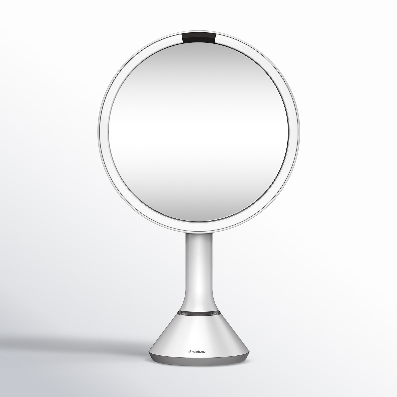 simplehuman 8" Round Sensor Makeup Mirror with Touch-Control Brightness, 5X Magnification, Cordless, White