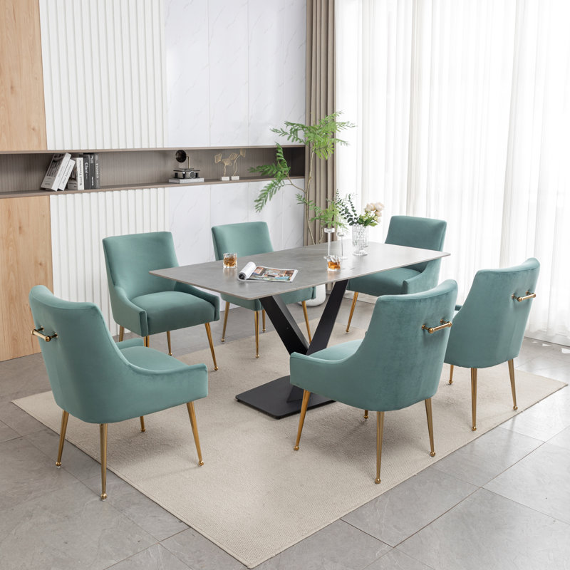 Ankitha 19.7'' H Velvet Upholstered Side Chair, Light Green