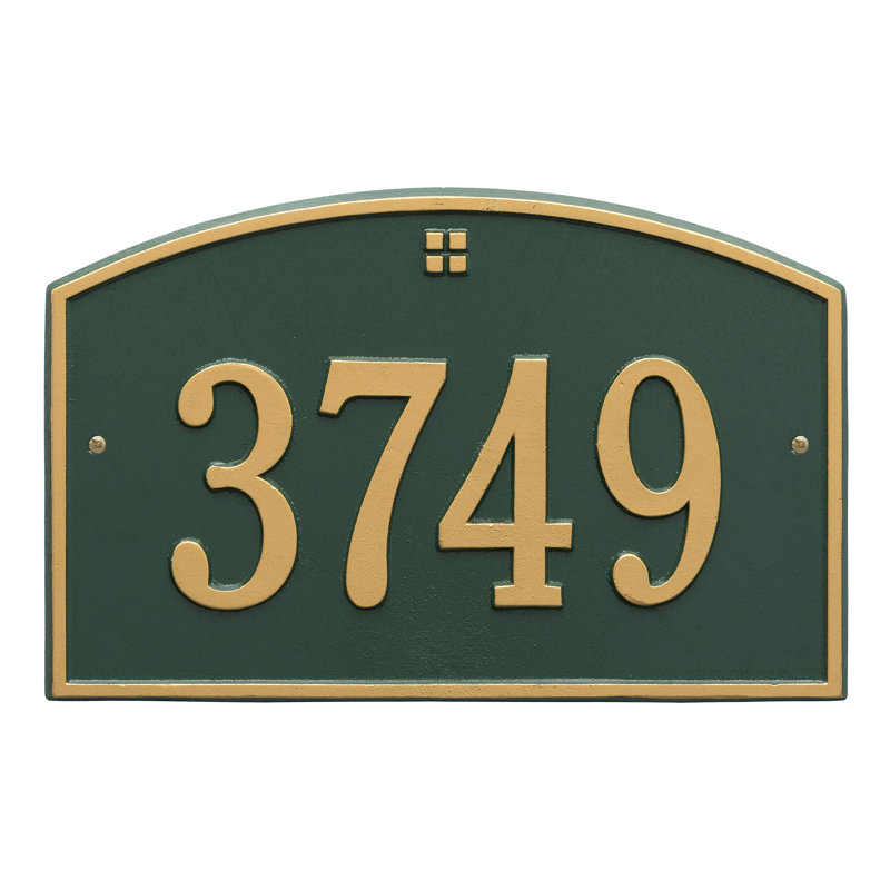 Plaque d'adresse murale 1 ligne Cape Charles, Vert et or, Oui