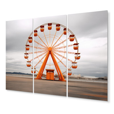 Grande roue orange - Ensemble de décorations murales architecture en métal