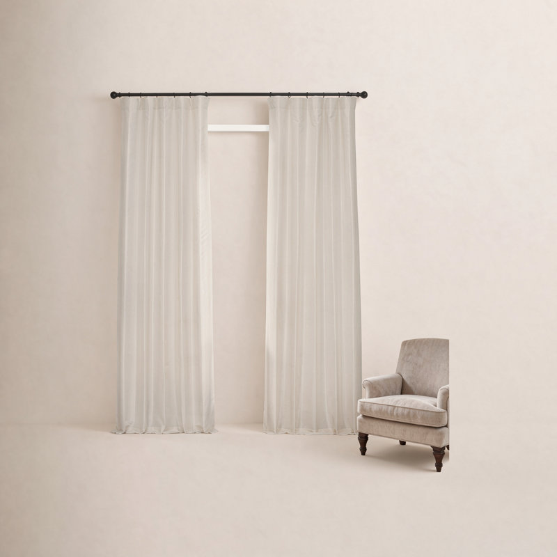Rayne Vintage Textured Faux Dupioni Silk Room Darkening Curtains Window Single Curtain Panel, Off White, 50" W x 84" L
