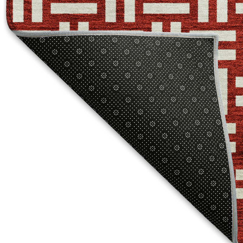 Premium Machine Washable Prisco Red Rug, Rectangle 2'6" x 3'10"