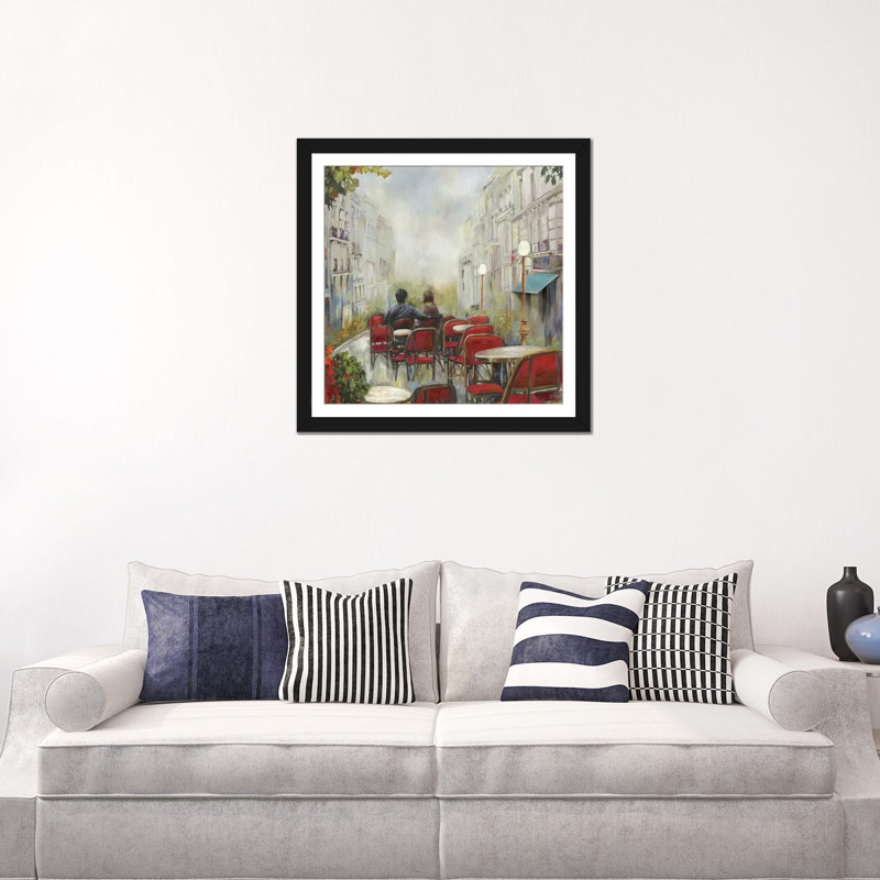 «Paris Café» par PI Studio - Giclée sur toile tendue avec châssis, H 24 po x l 24 po x P 1 po, Papier d'art encadré noir