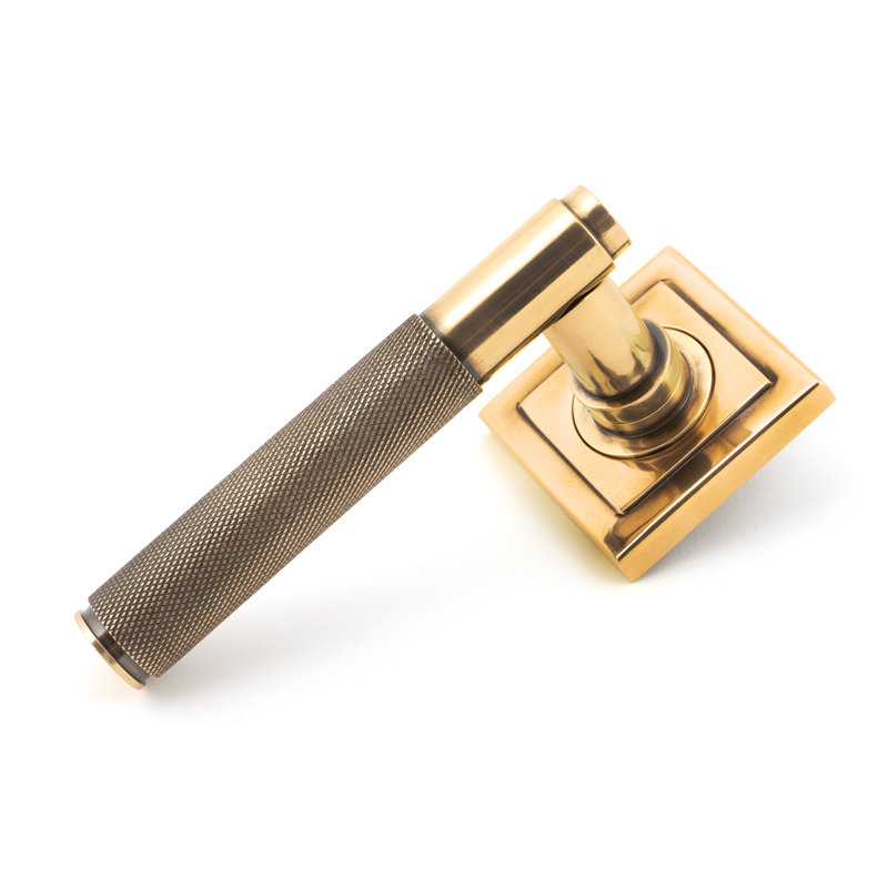 Brompton Lever on Rose Set (Square), Polished Bronze