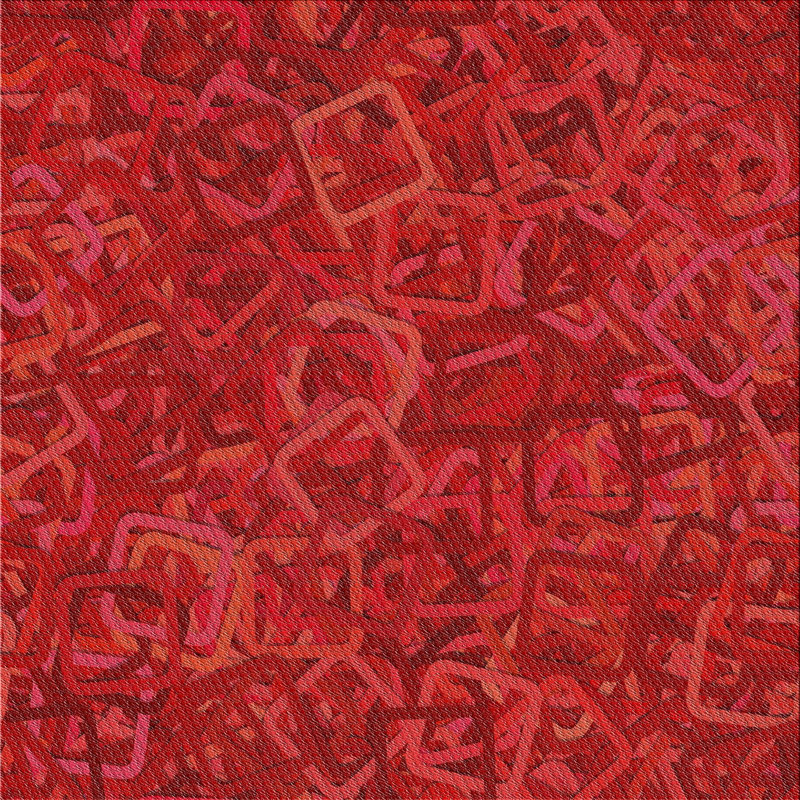 Rouge abstrait/Tapis décoratif brun, Carré 6 pi