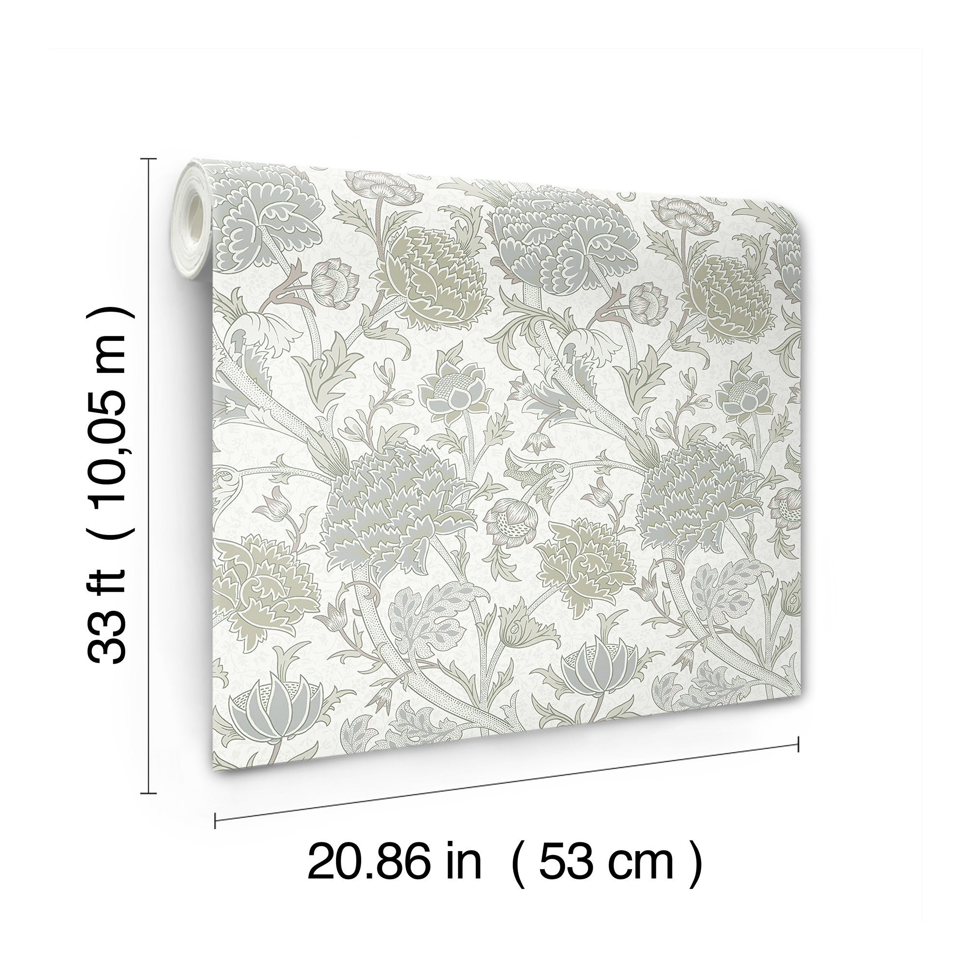 Floral Wallpaper, Light Green