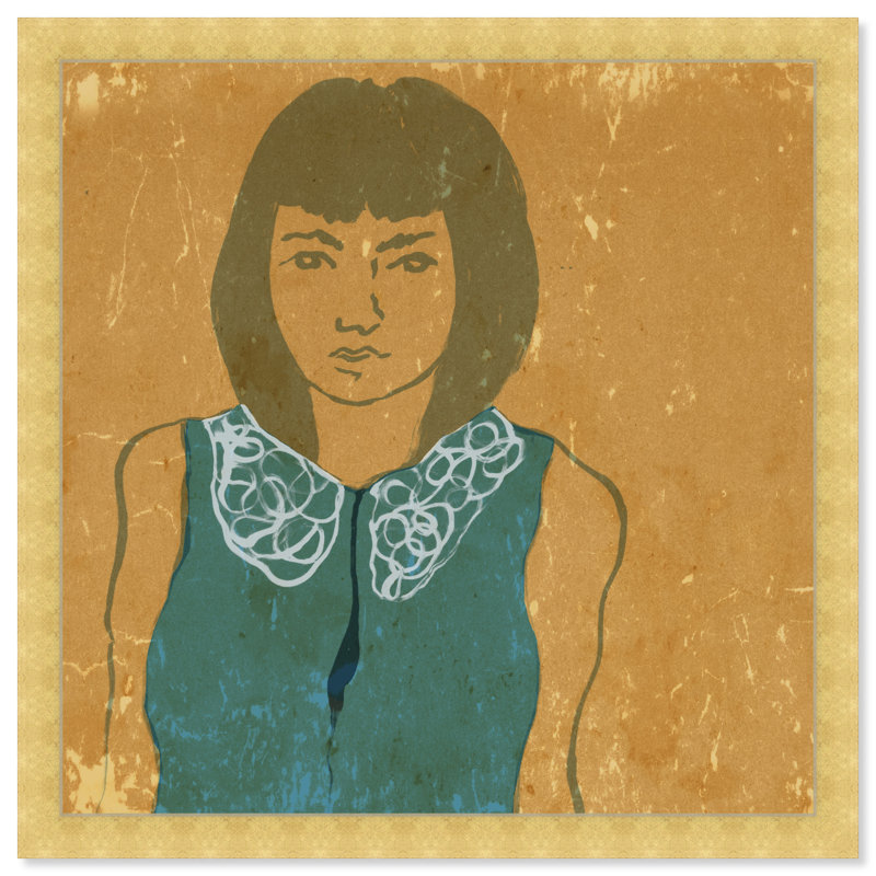 Portraits de personnes et Portraits «Lady In Teal», H 14 po x l 14 po x P 0,5 po, Or