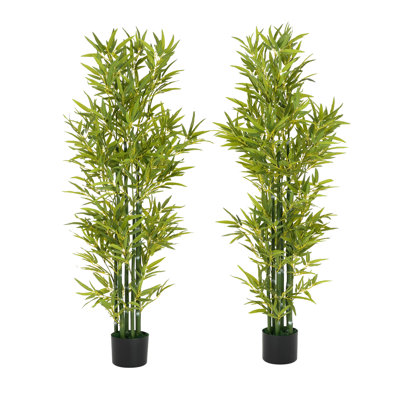 5' Artificial Bamboo With Pot, Set Of 2