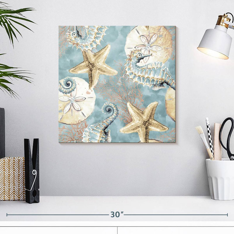Brampt Blue Ocean Treasure Seahorse, 16" H x 16" W