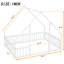 Lit double sur pied blanc avec structure en forme de maison et garde-corps - Fabriqué en pin de qualité pour un sommeil confortable-130155332