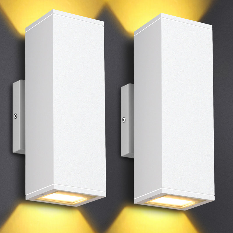 Luminaires muraux d'extérieur modernes, luminaires de porche haut et bas noir mat pour patio, garage, extérieur - paquet de 2