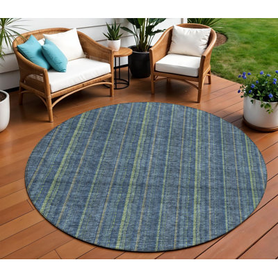 Tapis intérieur lavable rayé bleu 8 pi