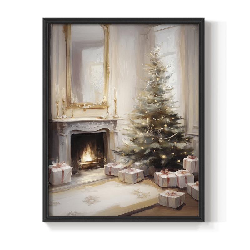 Art des Fêtes de Noël - série 2 - Ccciii, reproduction encadrée - bois massif, H 15 po x l 12 po, Noir, noir, noir, noir