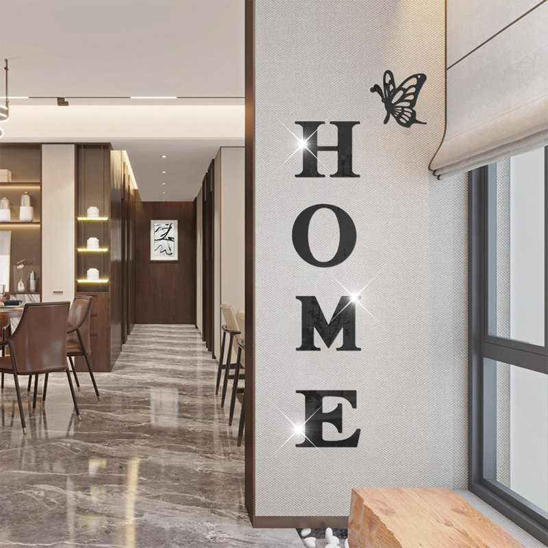 Acrylique feuilles de miroir flexibles carreaux de miroir auto-adhésifs maison autocollants muraux non verre sécuritaire réfléchissant maison famille slogan pour la maison mur bricolage décor