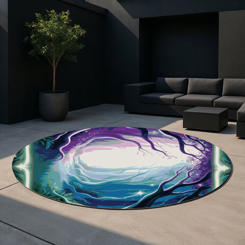 Mystic Vines Indoor And Outdoor Area Rug, Round 5'