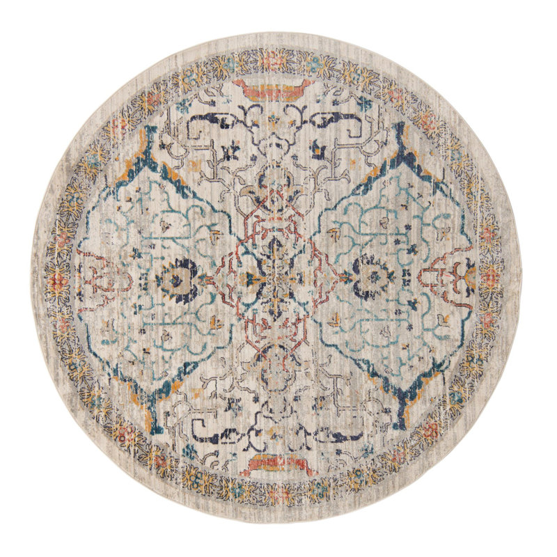 Alkire Floral Indoor Rug, Round 7'