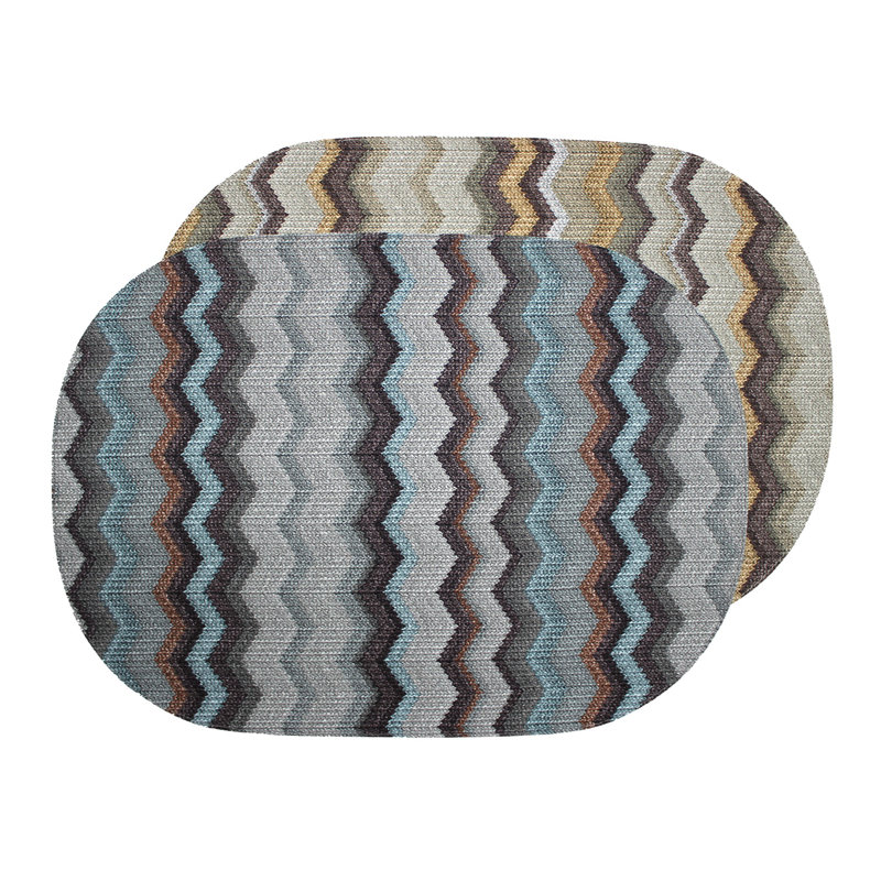 Montavion Polyester Chevron / Zig Zag Placemat, Brown/Grey/Blue