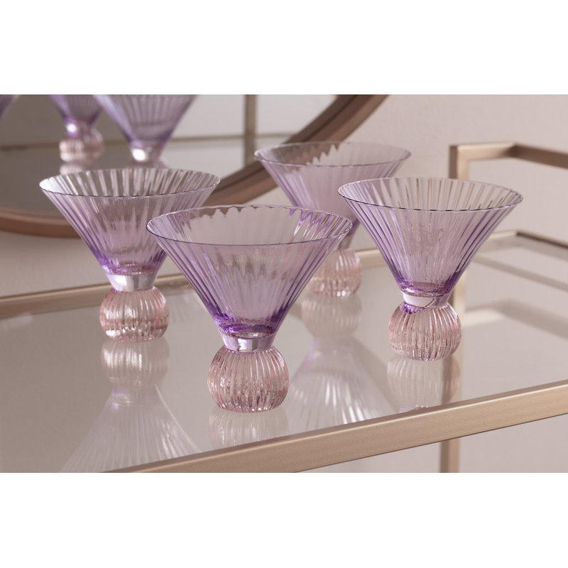 Glass Venice 6oz. Martini Glass Set, Pink/Violet