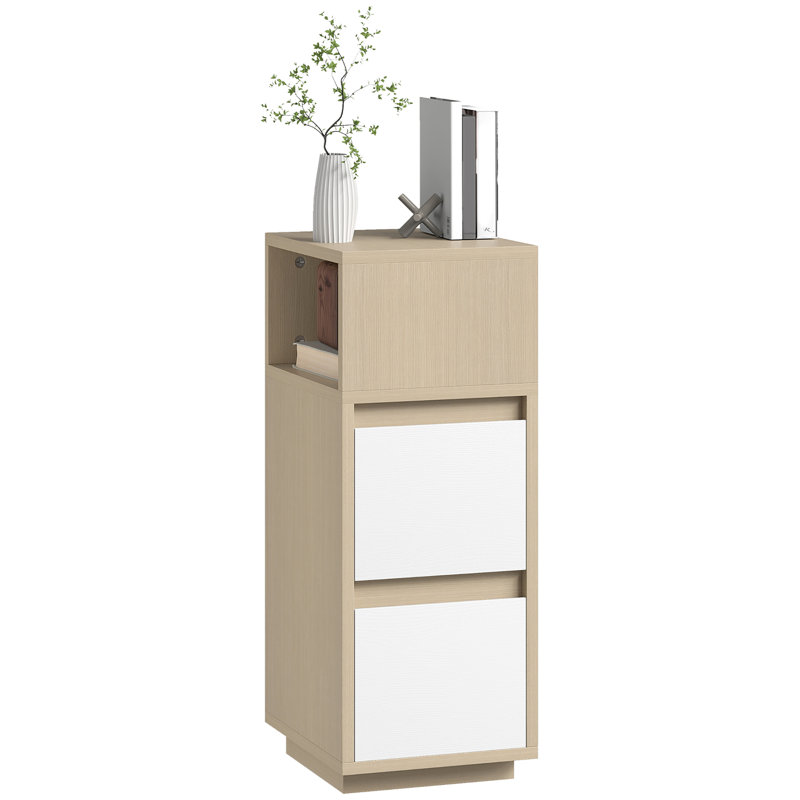 25cm W Particle Board Bedside Table, Natural Wood Finish