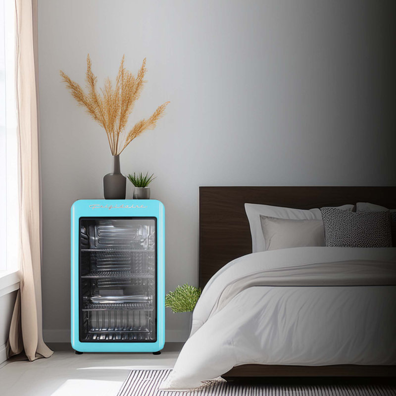 Refroidisseur à boissons Frigidaire Mini réfrigérateur de 95 pi2 avec porte vitrée, Bleu