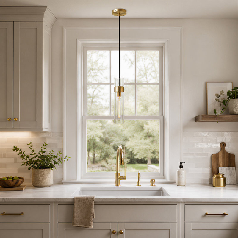 Steban 1 - Light Dimmable Cylinder Pendant Light, Brass