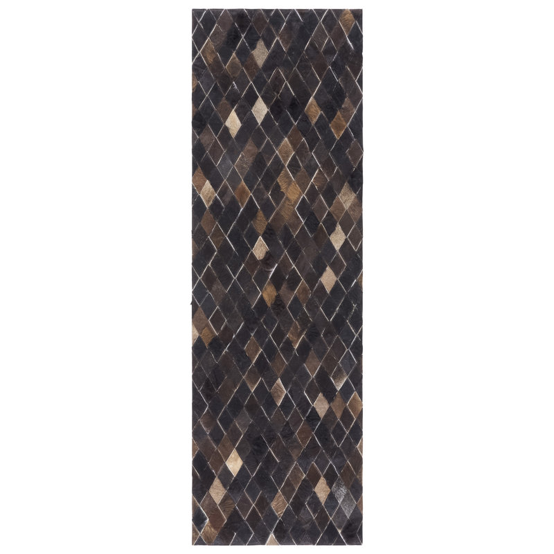 Schaible Hand Woven Leather Geometric Rug, Runner 2'3" x 7'