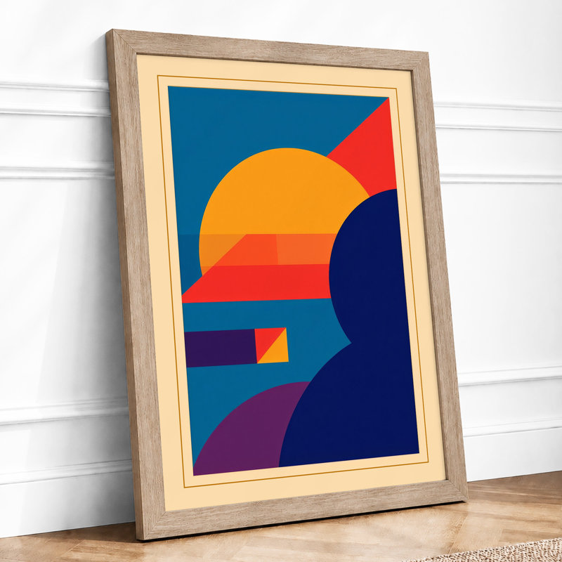 Geometric Sunset Art Deco - Framed Print, Oak, A3 - 42.0 x 29.7 cm