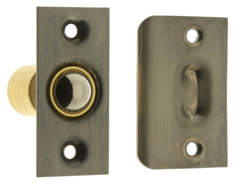 Solid Brass Wide Square Roller Ball Catch, Antique Nickel