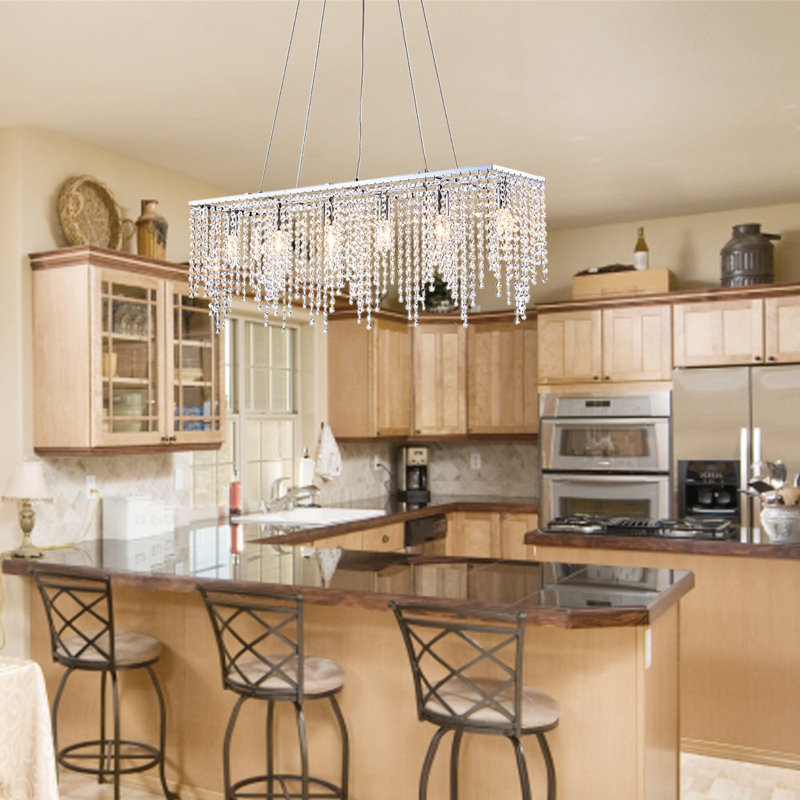 Jerimya 6-Lights Rectangular Kitchen Island Chandelier