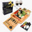 Organic Wood Cheese Board Set With Ceramic Bowls, Knives & Wine Opener – Perfect Charcuterie Tray & Gift