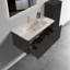 Meuble-lavabo flottant rayé en chêne noir brossé 36 po avec lavabo en céramique blanc 36 po, pré-assemblé