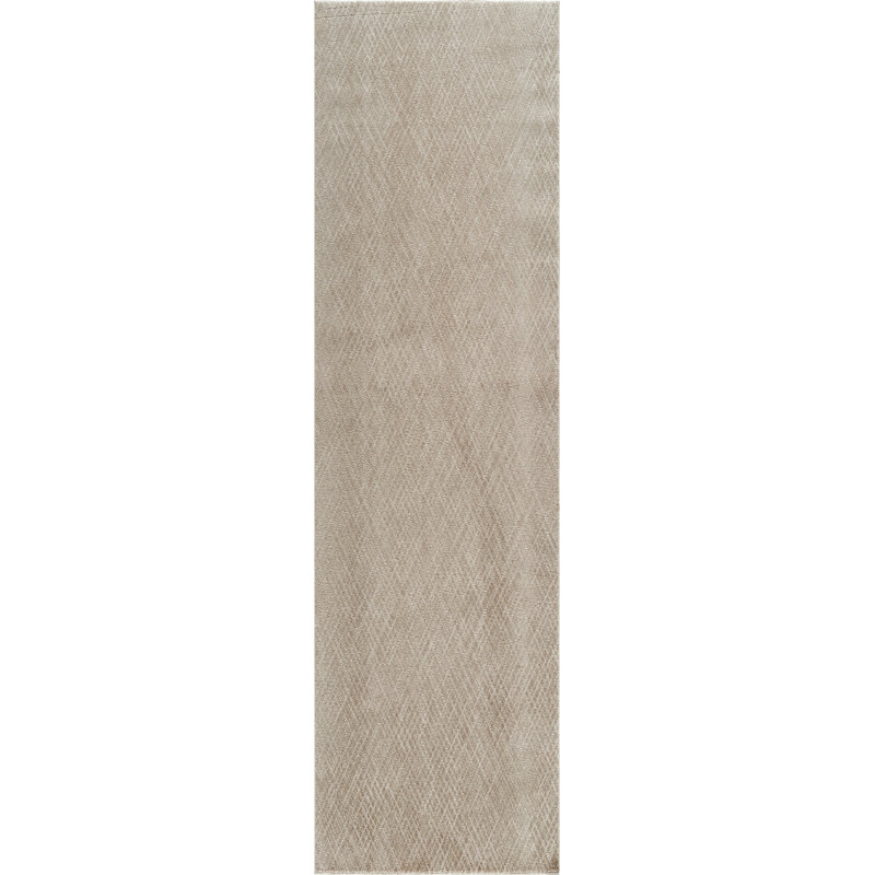 Harper Beige & Brown Geometric High-Low Modern Rug, 2'0" x 6'0", Beige/Brown