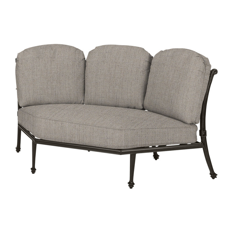 Grand Terrace Three-Back Corner Chair with Sunbrella Cushions, Cast Ash Sunbrella® Plainweave, Desert Bronze