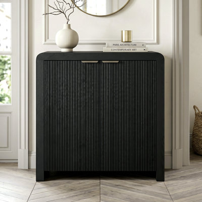 Armoire d'appoint rectangulaire en grain noir Preston