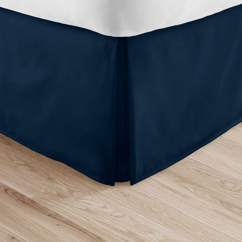 Navy Twin Pleated Cotton Polyester Bed Skirt