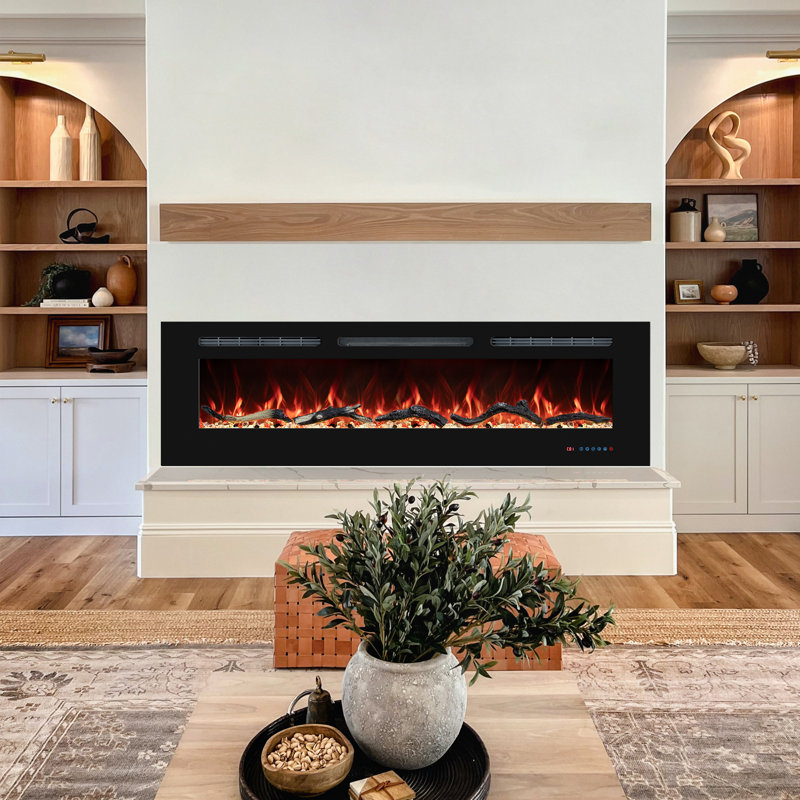 Cassan Recessed Wall Mounted Electric Fireplace, 17.7"H*65"W*6"D