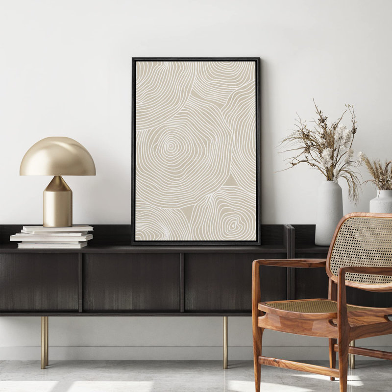 «White Tan Geometric Spiral Wave Collage Shapes Group» sur, Noir, H 36 po x l 24 po