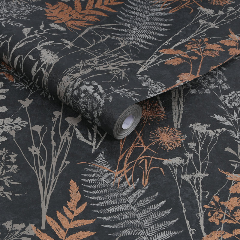 Superfresco Easy Organics Floral Metallic Wallpaper, Brown/Beige