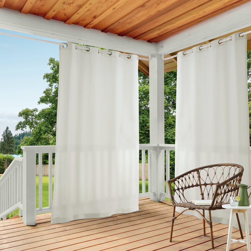 TOWN & COUNTRY BASICS Cabana Solid Indoor Outdoor Light Filtering Grommet Top Curtains 2-Pack Set, 54" W x 108" L, Vanilla