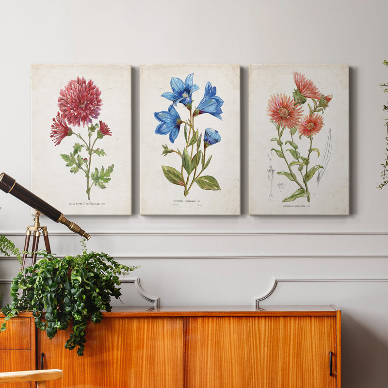 " Botanical I " 3 - Pieces, 48" H x 96" W x 1" D