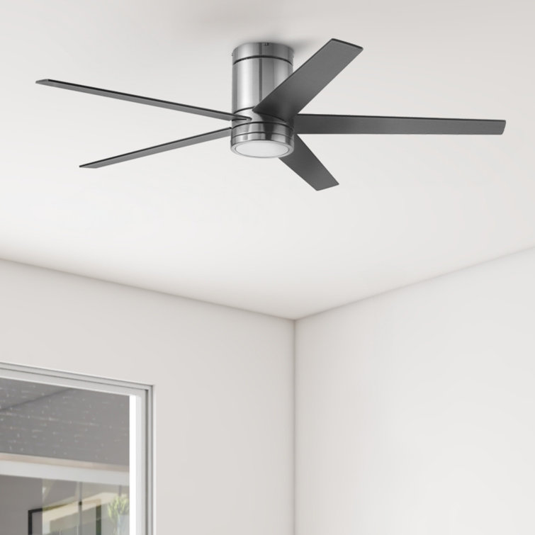 52" Graceshire 5 - Blade LED Flush Mount Ceiling Fan with Remote Control and Light Kit Included