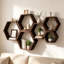 Ensemble de 6 tablettes flottantes hexagonales Farmhouse Honeycomb-1647048975