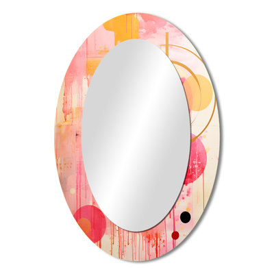 Pink Gold Island Sunrise Collage - Pink Modern Oval Wall Mirror
