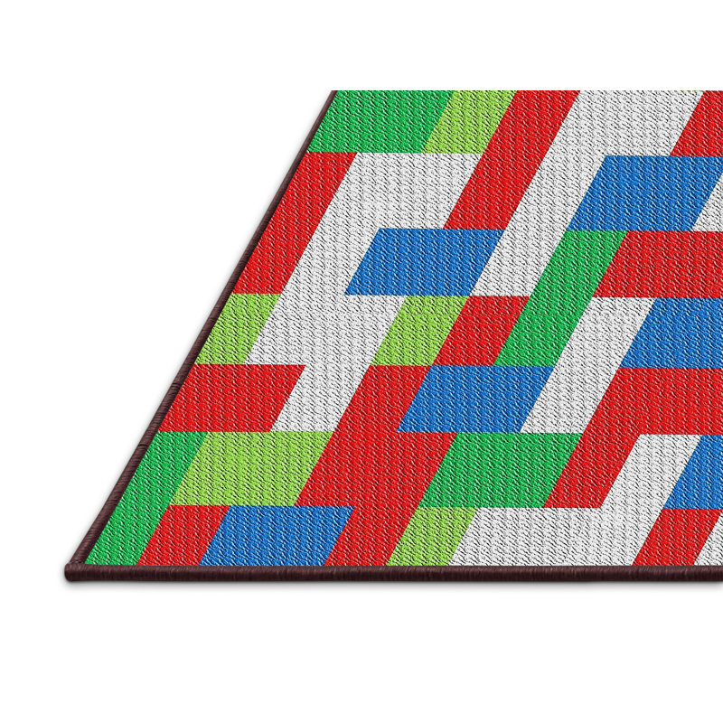 Tapis vert à motif géométrique Kiker, Rectangle 6 pi x 9 pi