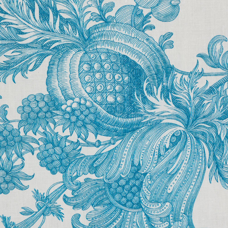 San Cristobal Toile Fabric, Peacock