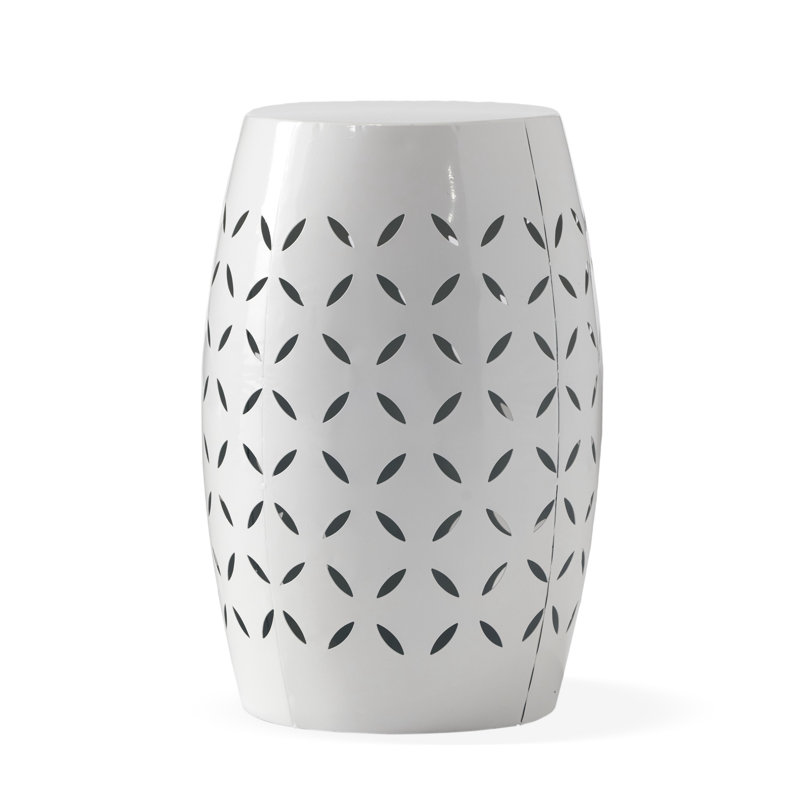 12" Accent Side Table, Cylindrical Design End Table For Living Room, White