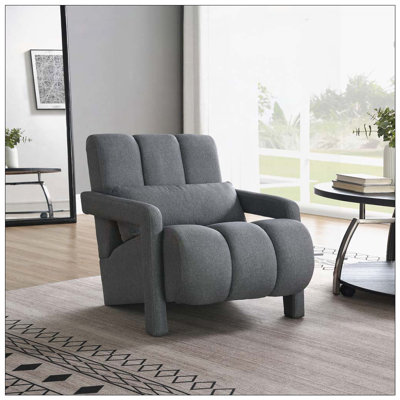 Chaise d'appoint rembourrée en tissu de lin