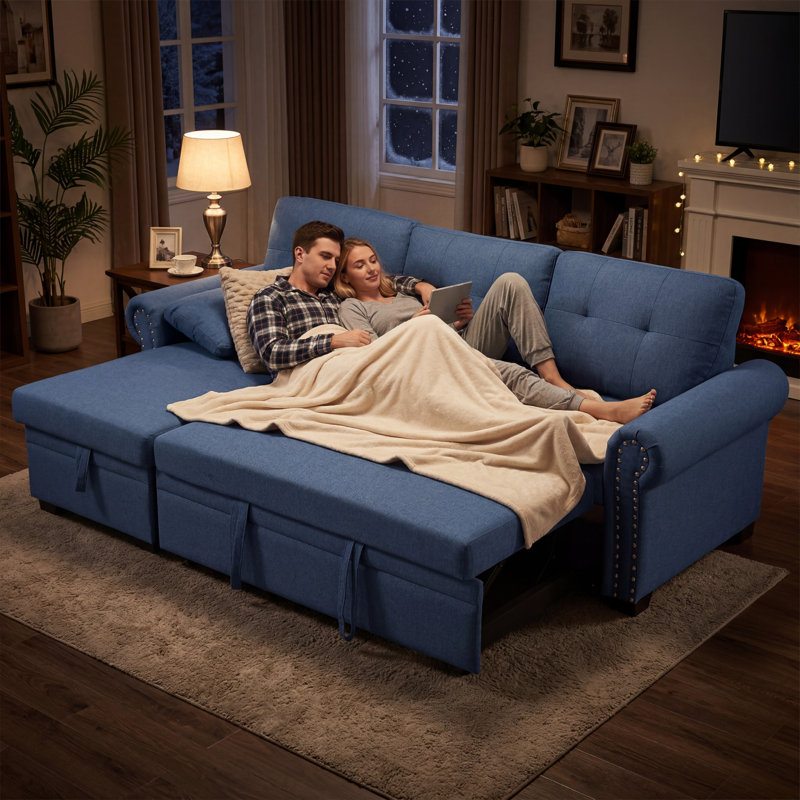 Jae-Leigh 3-Piece Sectional Sleeper Sofa, Gray Polyester Blend