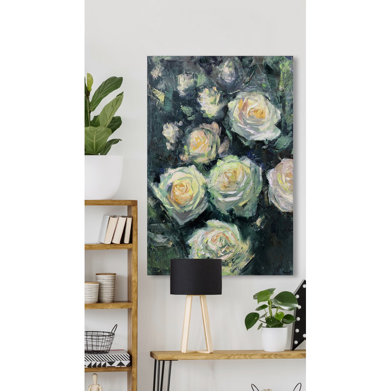 Green Roses 1 Piece Wrapped Canvas Painting, 38cm H x 25cm W x 3.81cm D